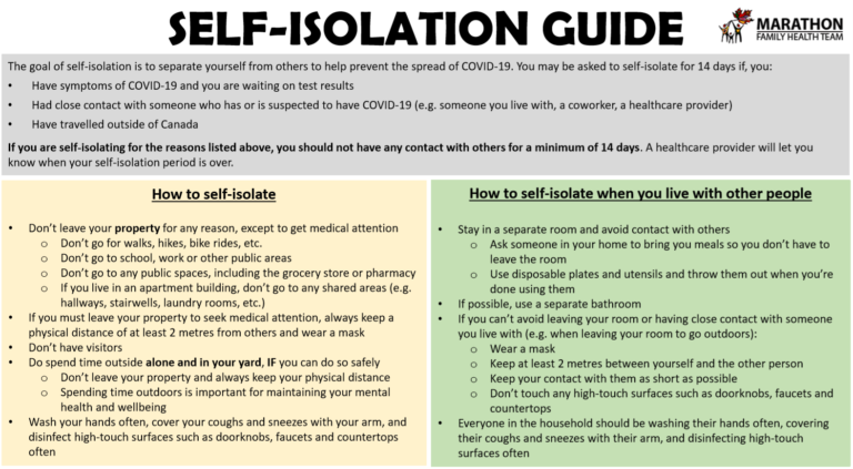 Self Isolation Guide   MFHT